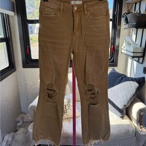 Women's Straight Leg Jeans - Tan